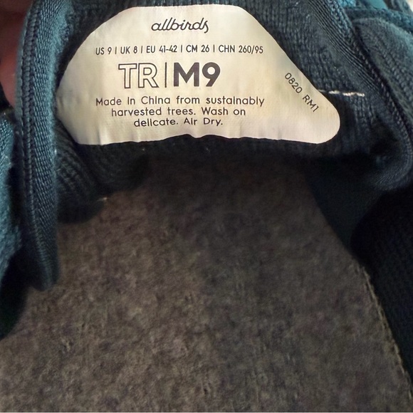 Allbirds Men’s Tree Runner Teal Knit Sneakers Size 9 - Picture 5 of 5